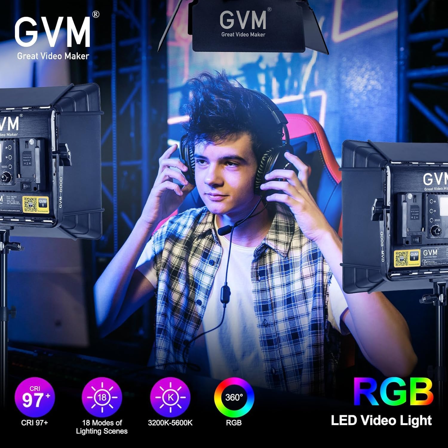 RGB LED Video Lighting Kit, 3- - Photography Led Lighting Kit 评论和价格